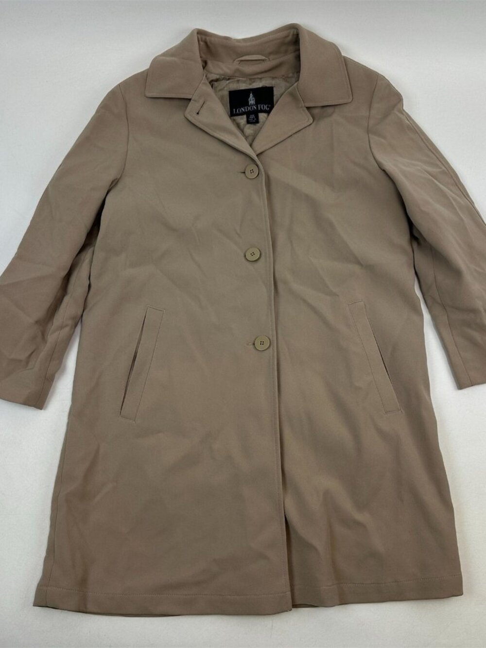 London Fog Tan Single Breasted Trench Coat Rain Jacket